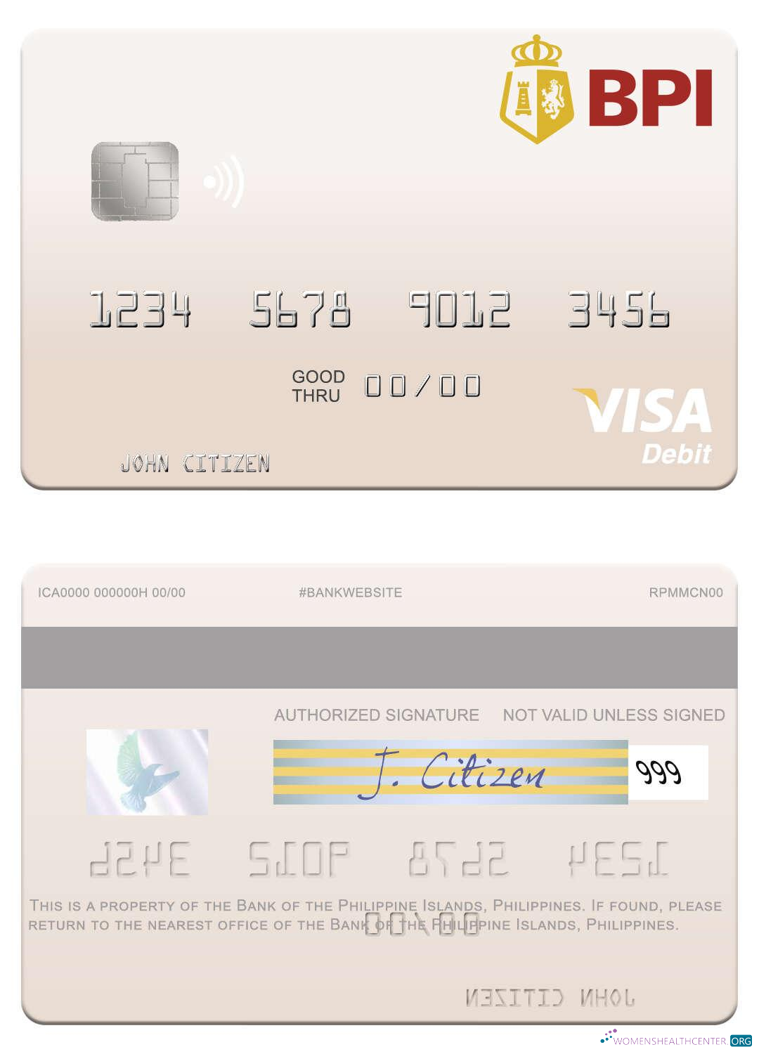 Download Philippines Bank of the Philippine Islands visa debit card Photoshop template
